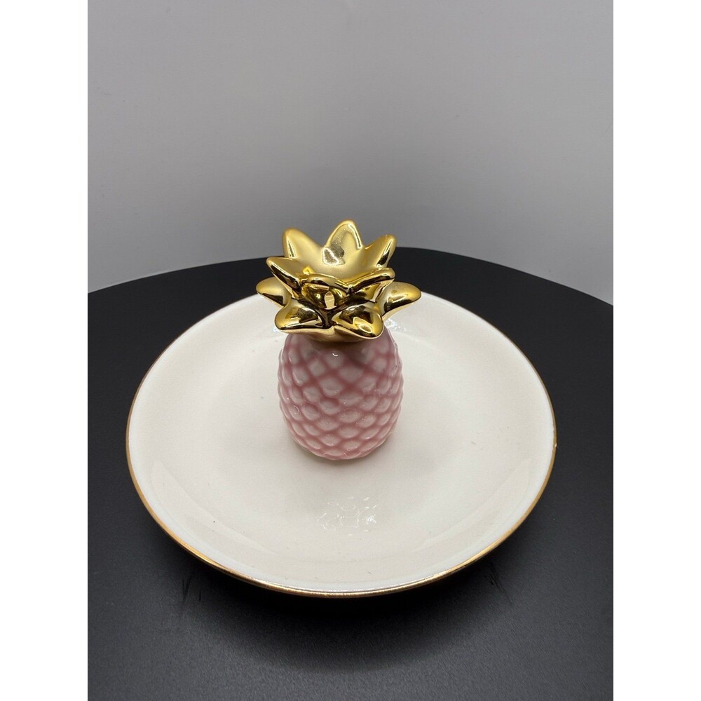 Ring Dish-Pink Pineapple and gold